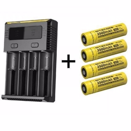 Nitecore NEW I4 litiumjonladdare + 4 st Nitecore NL1835 3500 mAh batterier